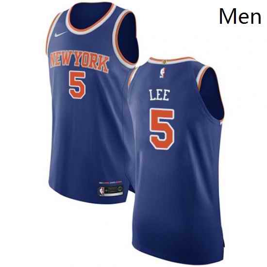 Mens Nike New York Knicks 5 Courtney Lee Authentic Royal Blue NBA Jersey Icon Edition